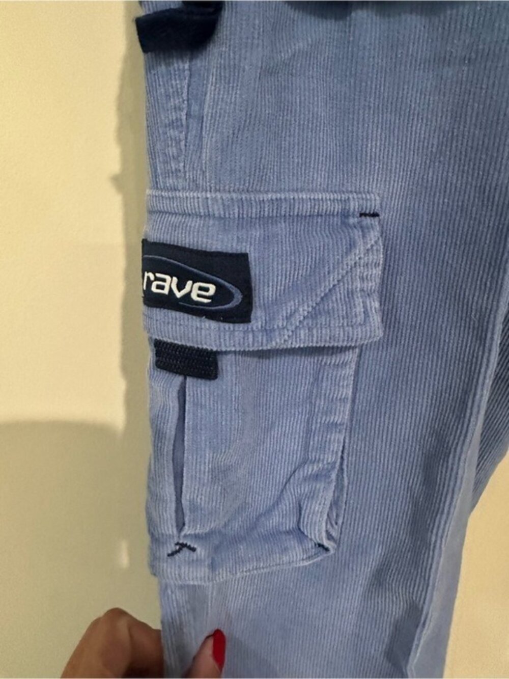 Rave Convertible Corduroy Cargo Hiking Pants Blue Size L Gorpcore Y2K - Picture 7 of 13